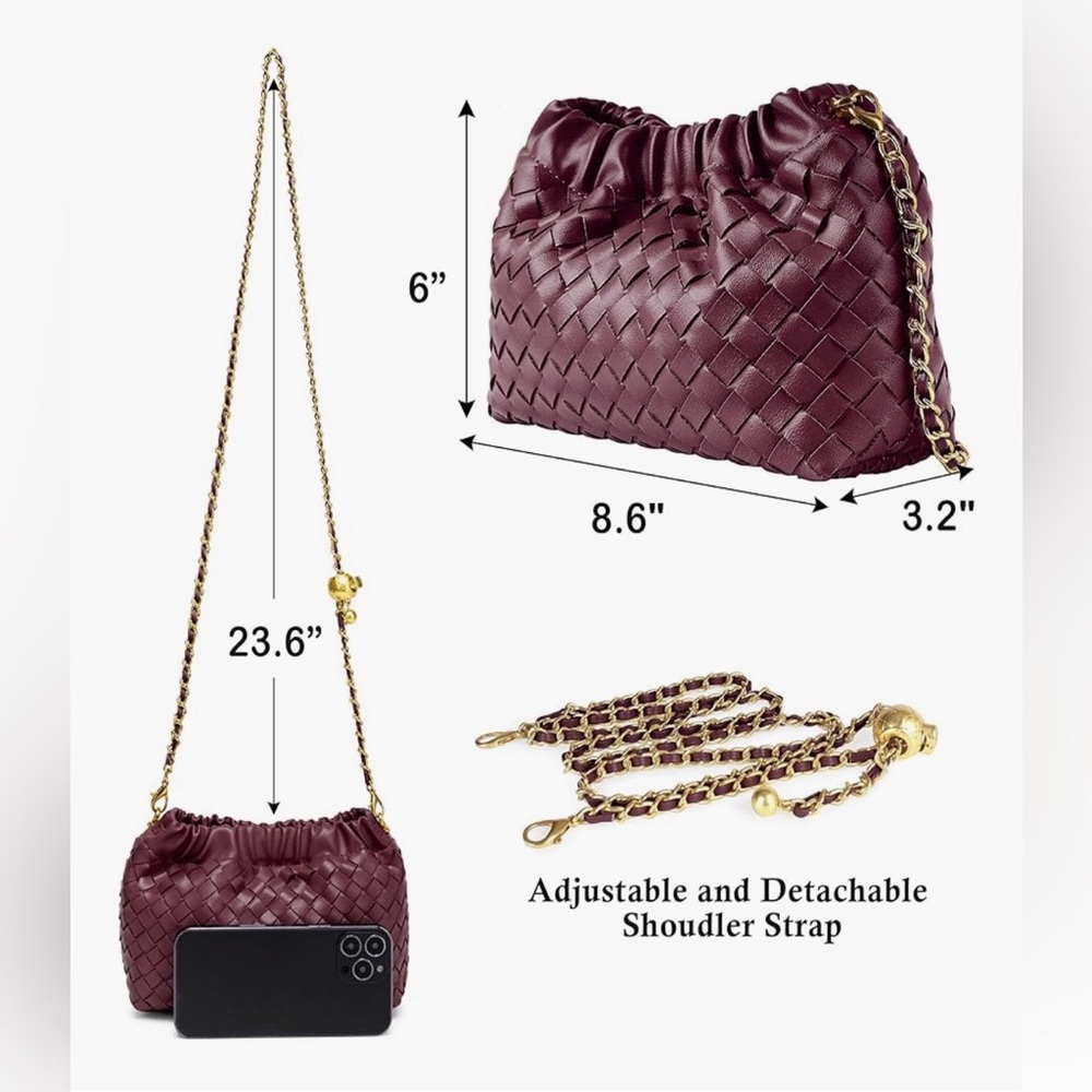 NEW Joryin Woven Crossbody Bag & Evening Purse Dumpling Clutch Hobo Cloud - Picture 7 of 7